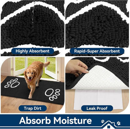 Bcoimo Super Absorbent Dog Door Mat, 30"*20" Anti Slip Mat for Muddy Paws, Pet Rugs for Dirty Paws Washable that Absorbs Moisture and Dirt, for Dog Cage and Pet Resting Carpet