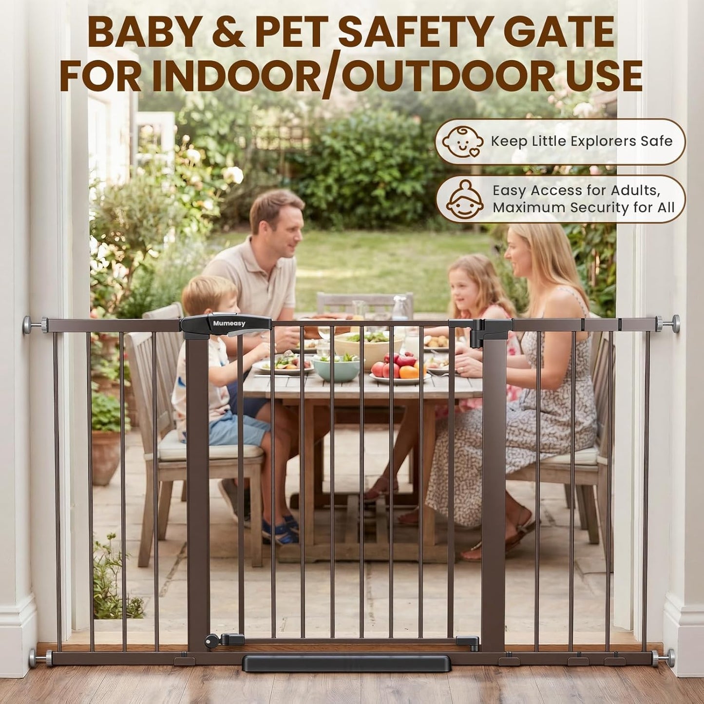 Mumeasy 36" High Extra Tall Dog Gate, 29.6"-40.5" Wide Pressure Mounted Tall Baby Gate for Dog, Auto Close Pet Gate with Door for Stairs,Doorways,House,Black