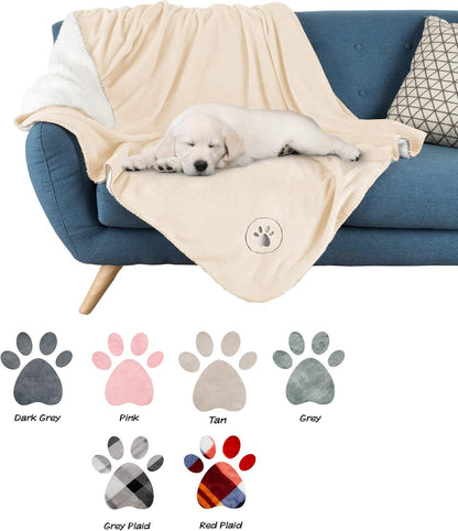 Waterproof Pet Blanket - 50x60-Inch Reversible Sherpa Fleece Throw Protects Couches, Cars, and Beds from Spills, Stains, and Fur by PETMAKER (Gray)