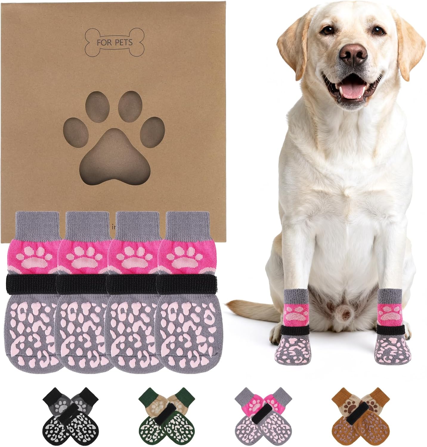 KOOLTAIL Dog Socks Shoes for Hot Pavement to Prevent Licking Paws, Winter Dog Boots&Paw Protector for Hardwood Floors Anti Slip,Traction Control Grip Booties for Small Medium Large Senior Dogs,Black M