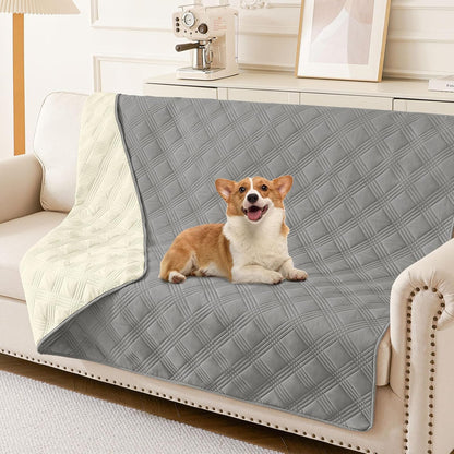 hyha Waterproof Dog Bed Blanket, Soft Pet Blankets, Waterproof Couch Cover for Dogs, Reversible Sofa Covers Washable for Furniture (30x70 Inch, Grey/Dark Grey)