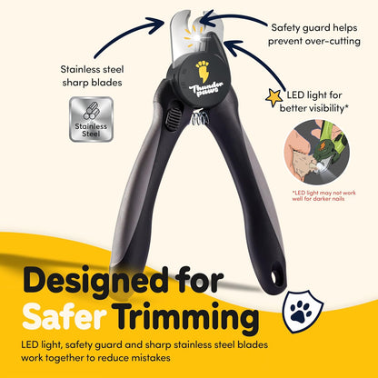 LED Dog Nail Clippers with Light, Trimmers with Protective Guard, Quick Sensor, Safety Lock and Nail File - Suitable for Large and Small Dogs & Cats (Yellow, LED)