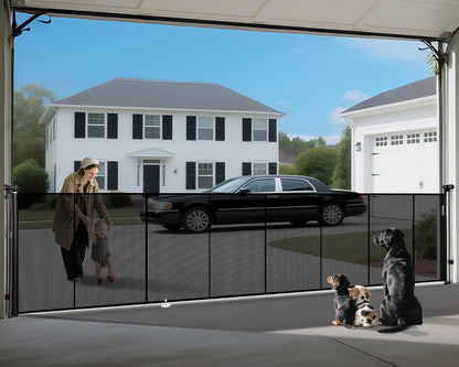 275" Retractable Baby Gates Dog Gate Extra Wide, 52" Tall Child Pet Safety Gate with Reinforced Strips for Stairs, Long Mesh Garage Gates Fence for Outdoor Indoor Large Openings Driveway Decks Patio