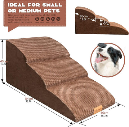 Topmart High Density Extended Foam Dog Ramp&Steps 2 Tiers,11.8" High,Non-Slip Dog Stairs,Soft Foam Pet Ladder with Removable Cover,Best for Injured,Older Cats,Pets with Joint Pain