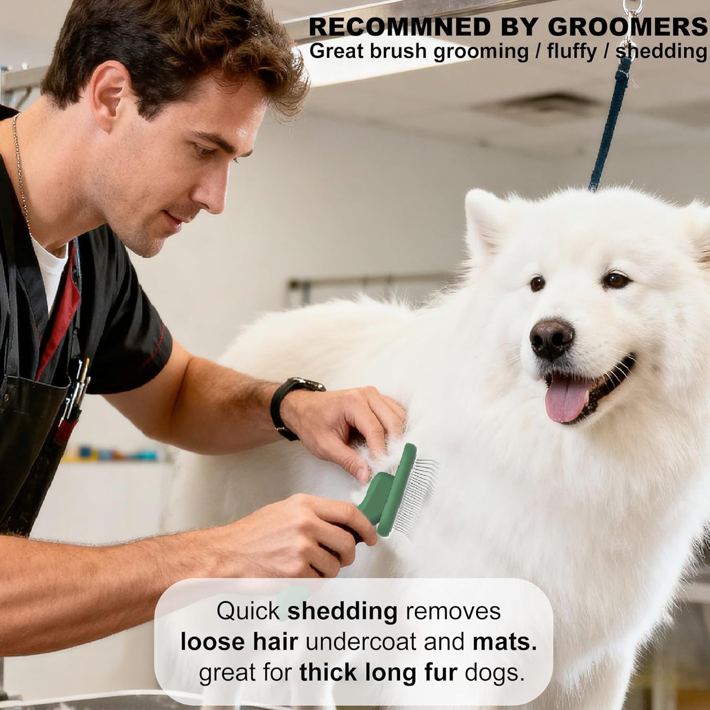 Dog Slicker Brushes for Poodles,Doodles,Goldendoodles,Bernedoodle.Dog Brushes for Thick Long Curly Fur Deshedding,Fluff,Grooming.Remove Loose Fur Quick Easy.Long Pin Slicker Brush.Wooden(Large)