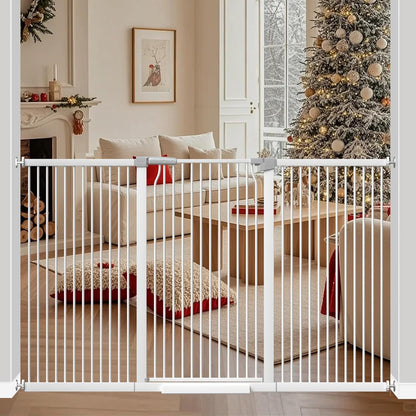 41" Extra Tall Cat Gate for Doorway, 49.2-54.7 Metal Pet Baby Safe Gate, Extra Wide Pressure Mounted Child Door with Expansion Kit, No Drilling No Climb Cat Fence Indoor, Tall Dog Gate, White
