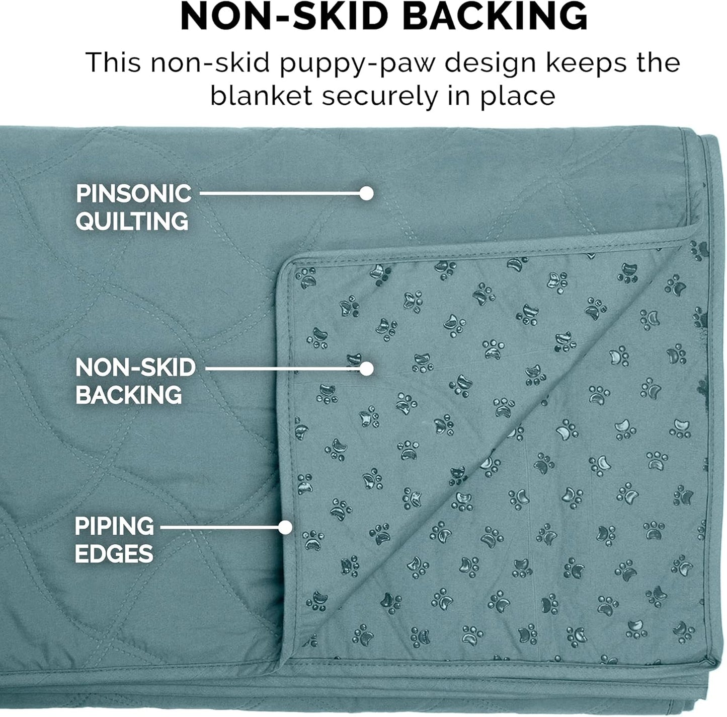 FurHaven Waterproof Blanket & Furniture Protector Cover with Non-Slip Backing, Machine Washable, Jumbo/King, Quilted Twill, Gray