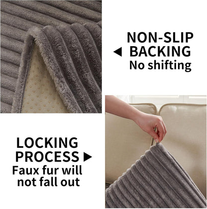 HAOMAIJIA Waterproof Couch Cover for Dogs Washable,Faux Fur Pet Couch Covers for Sofa,Soft Dog Bed Cover Non-Slip Couch Covers for 3 Cushion Couch Sofa Pet Friendly (Grey, 35" x 74")