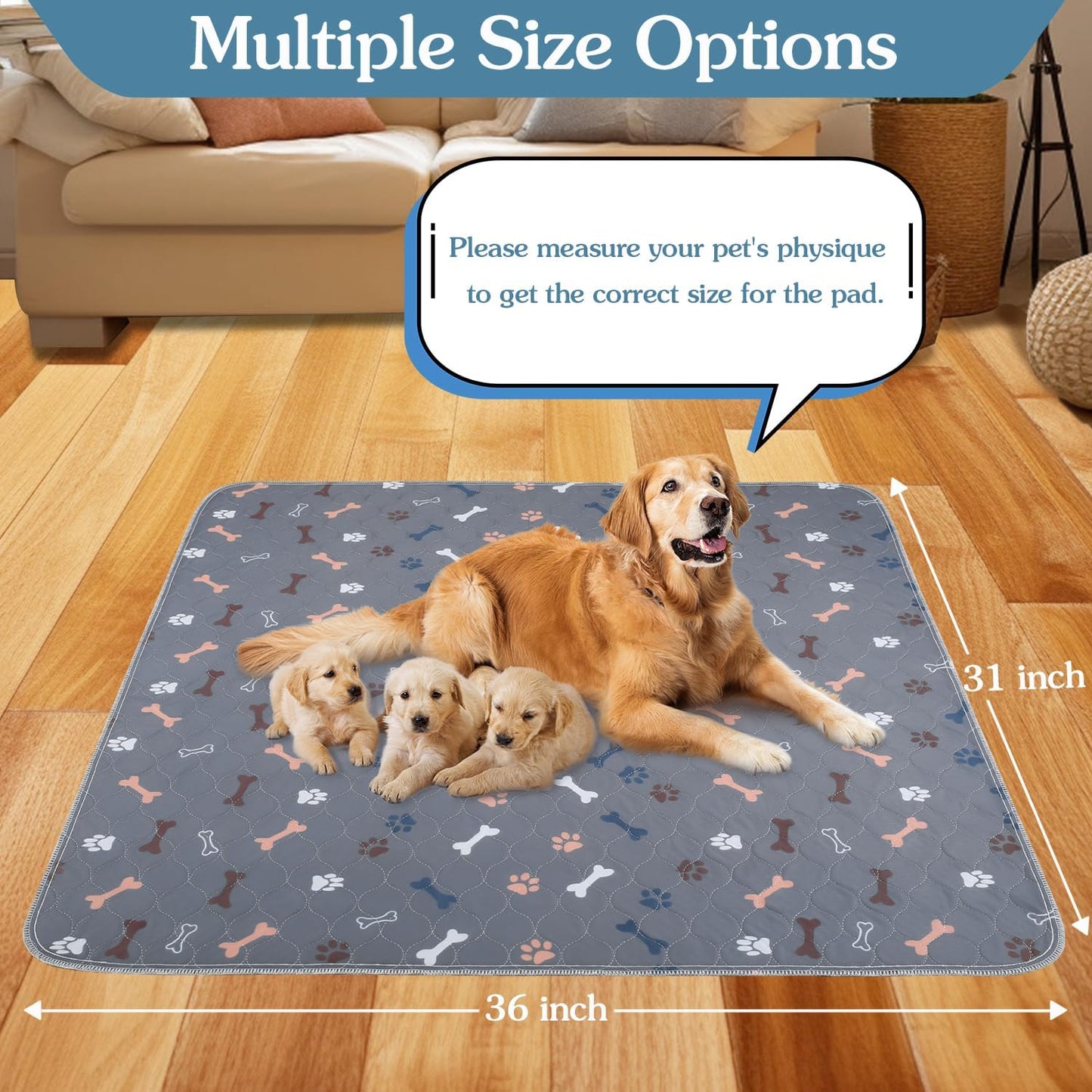Washable Pee Pads for Dogs, 2Pack Reusable Puppy Pads, Fast Absorbent Dog Pee Pads for Crate Pet Training Pads, Waterproof Whelping Pads for Dogs Bed Mat Crate Indoor (Grey, 18x24)