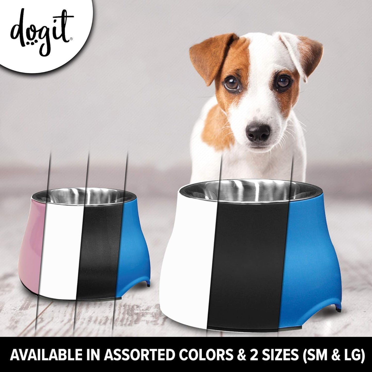 Dogit Elevated Dog Bowl, Stainless Steel Dog Food and Water Bowl for Large Dogs, White, 73753
