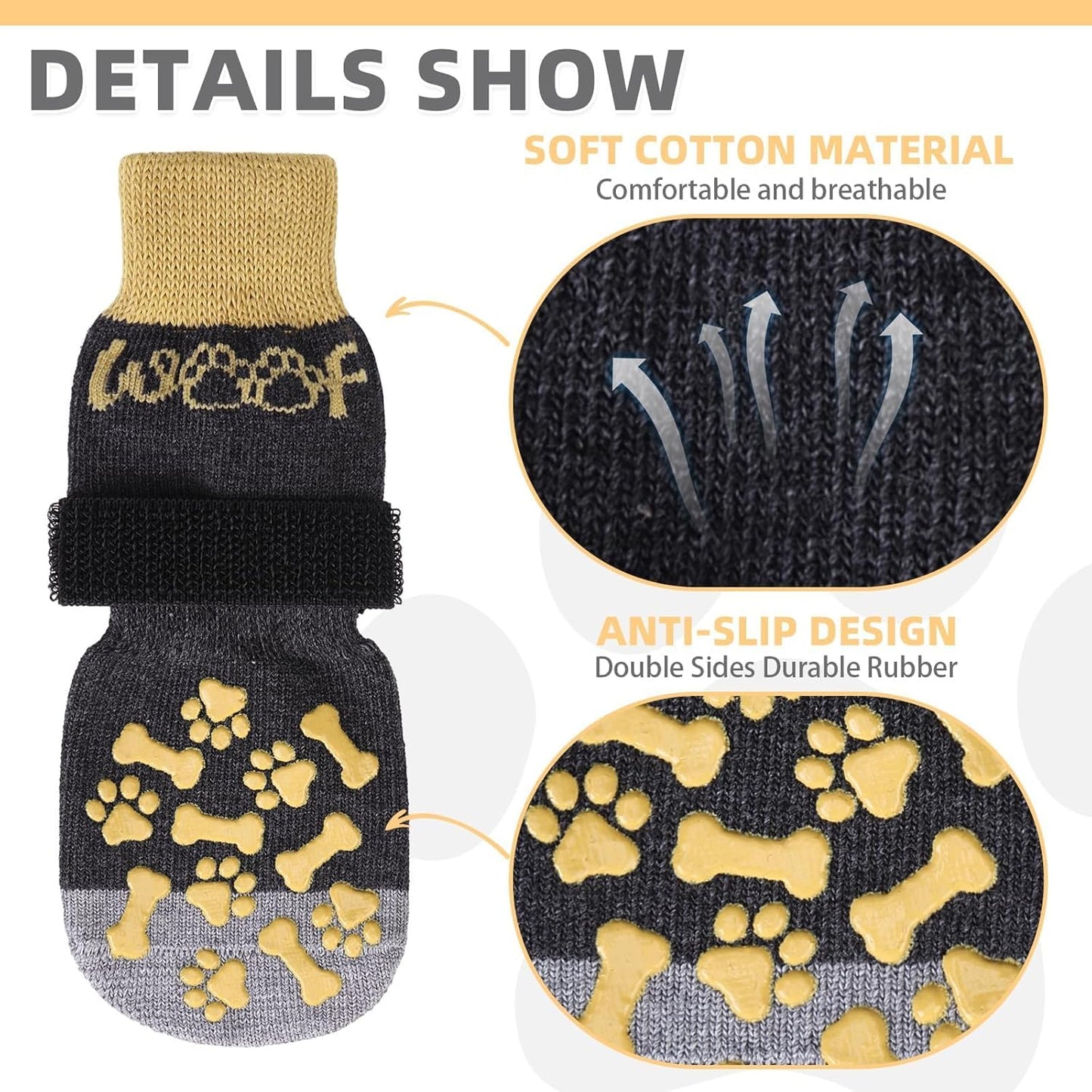 KOOLTAIL Dog Socks Shoes for Hot Pavement to Prevent Licking Paws, Winter Dog Boots&Paw Protector for Hardwood Floors Anti Slip,Traction Control Grip Booties for Small Medium Large Senior Dogs,Black M