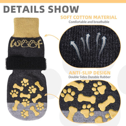 KOOLTAIL Dog Socks Shoes for Hot Pavement to Prevent Licking Paws, Winter Dog Boots&Paw Protector for Hardwood Floors Anti Slip,Traction Control Grip Booties for Small Medium Large Senior Dogs,Black M