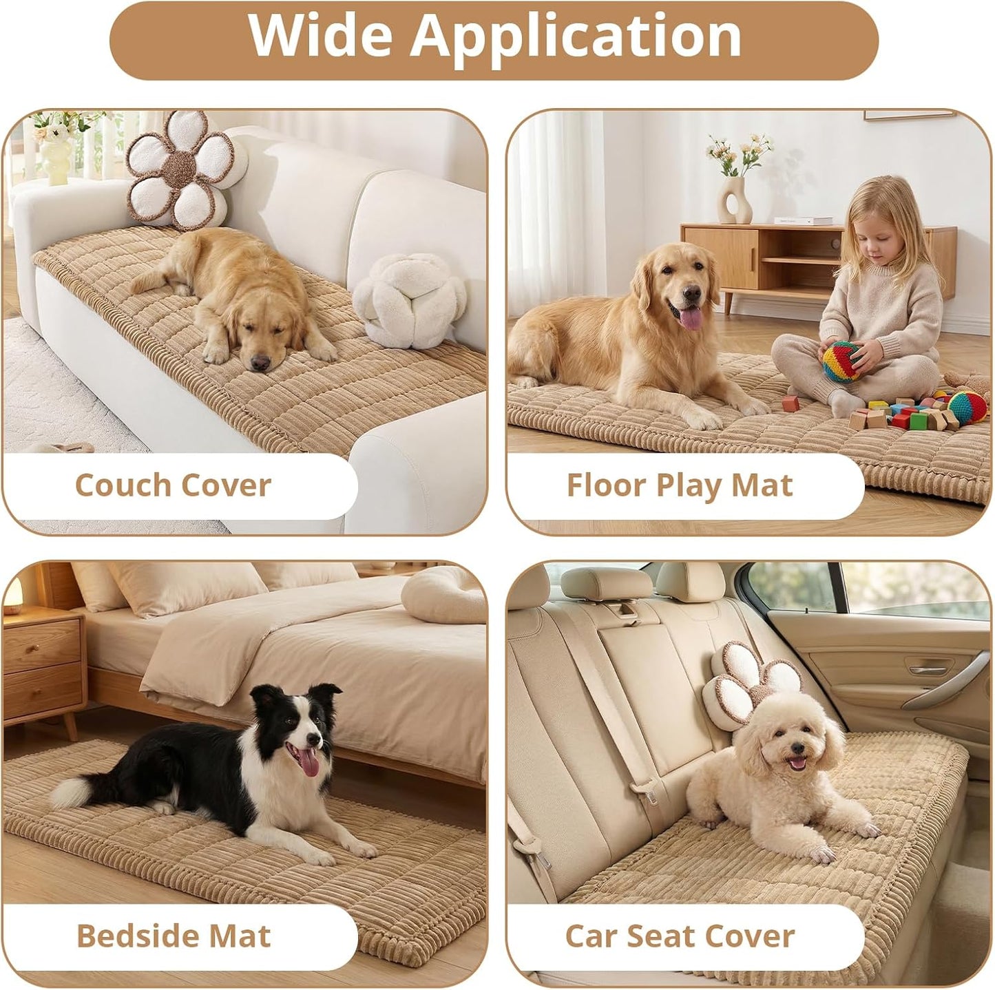 OstepDecor Couch Cover for Dogs, Washable Non Slip Sofa Cover for Pets, Soft Couch Covers for Sofa, Loveseat and Sectional, Furniture Protector Against Pet Hair & Scratches (27.6" x 27.6", Khaki)