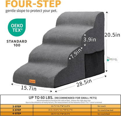 Topmart High Density Extended Foam Dog Ramp&Steps 2 Tiers,11.8" High,Non-Slip Dog Stairs,Soft Foam Pet Ladder with Removable Cover,Best for Injured,Older Cats,Pets with Joint Pain