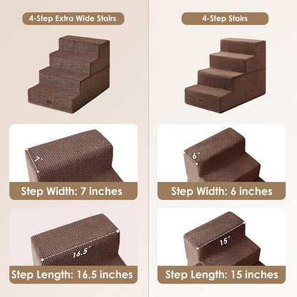 EHEYCIGA Dog Stairs for High Bed 22.5" H, 5-Step Dog Steps for Bed, Pet Steps for Small Dogs and Cats, Non-Slip Balanced Pet Ramp Indoor, Grey
