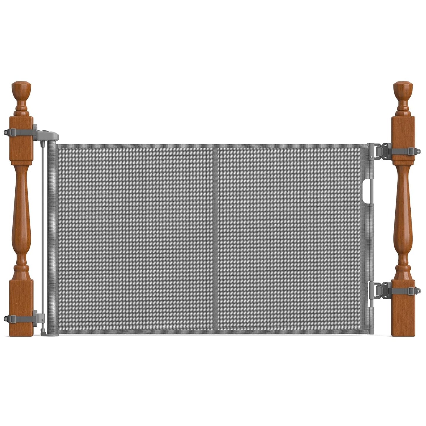 Upgraded Retractable Baby Gates for Stairs & Banister, Mesh Dog Gate Indoor, Extends to 55" Wide 33" Tall, Child Safety Gate for Stairway, Banister & Wall Mount (Gray)