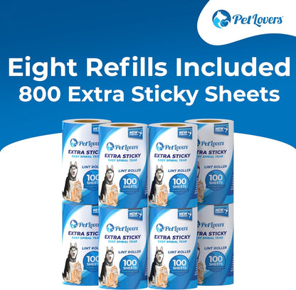 PetLovers Extra Sticky Lint Roller Mega Value Set 600 Sheets for Pet Hair Removal, Dog and Cat Lint Remover 6 Pack