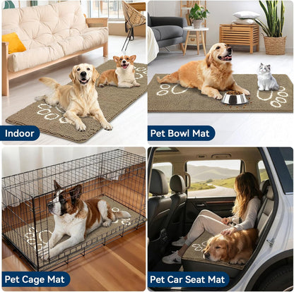 Bcoimo Super Absorbent Dog Door Mat, 30"*20" Anti Slip Mat for Muddy Paws, Pet Rugs for Dirty Paws Washable that Absorbs Moisture and Dirt, for Dog Cage and Pet Resting Carpet