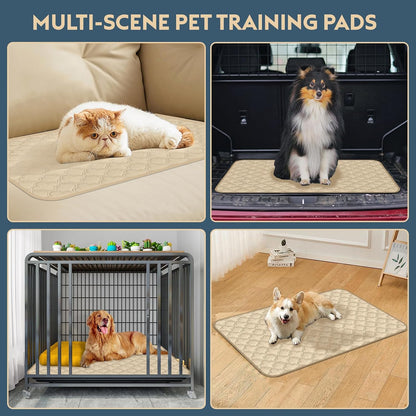 FunFurry Washable Pee Pads for Dogs - 4 Pack Reusable Pee Pads，Waterproof Puppy Pads，Pet Training Pads，Super Absorbent with Dog Paw Shape Non-Slip Backing (Cream, 18" X 24" - 4 Pack)