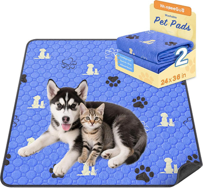 WanpeeGoo Washable Pee Pads for Dogs, 4 Pack Absorbent Reusable Training Dog Pads Pet Puppy Pads, Non-Slip Potty Pads for Whelping, Playpen, Crate, Bed, Grey 18"x24"