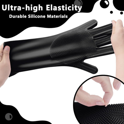 Pet Grooming Gloves—Heat Resistant Dog Washing Gloves with High-Density Teeth, Dog Bath Scrubber with Enhanced Five Finger Design, Silicone Gloves for Dogs and Cats Bathing, Massage (Blue)