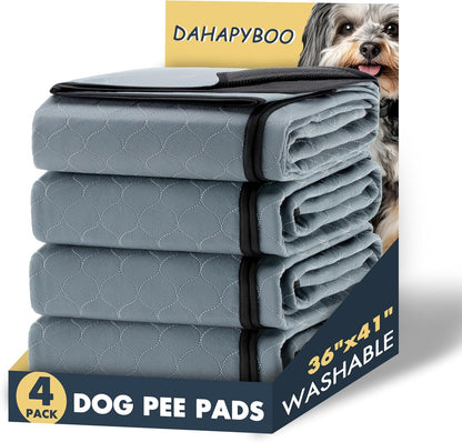 DAHAPYBOO Washable Pee Pads for Dogs,4 Pack Reusable Puppy Pads for Dogs,18x24 Non-Slip Waterproof Pet Training Pads for Crate, Playpen, Bed, Sofa,Whelping Box, Potty Training