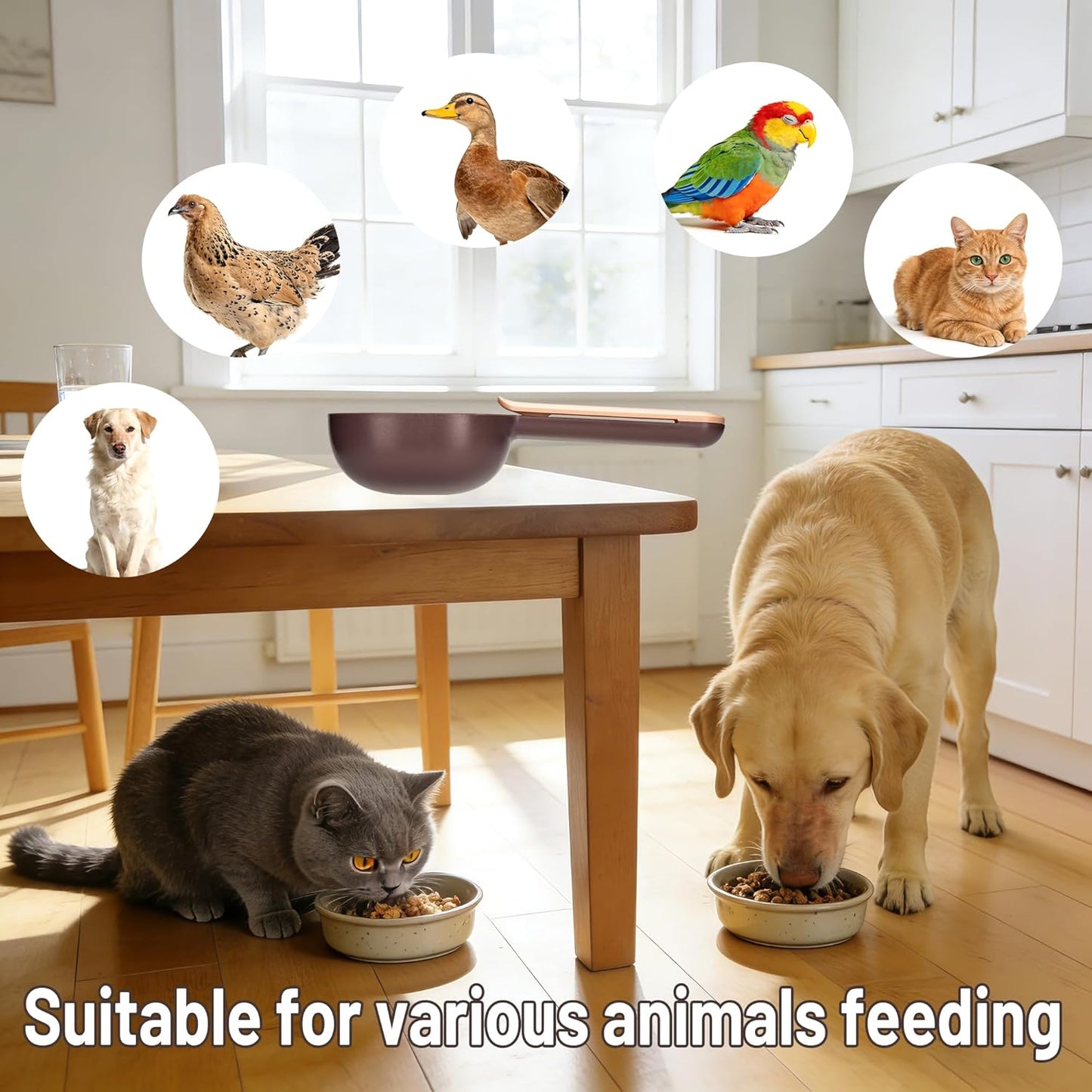 Dog Food Scoop with Clip, Food Spoon for Dogs and Cats, Convenient Pet Food, Cup Measuring Scoop, Durable Pet Food Spoon, Long Handle for Easy Scooping