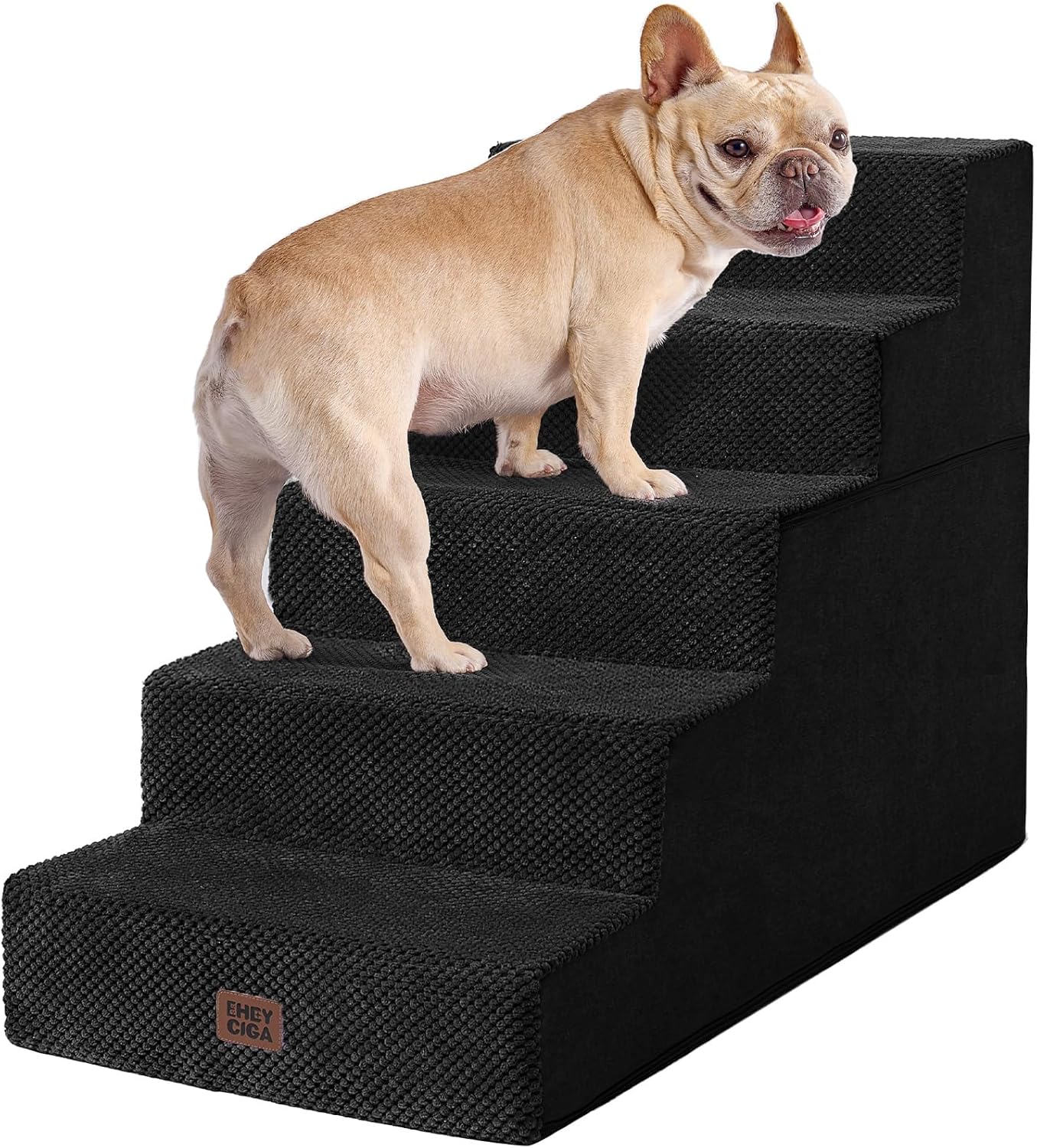 EHEYCIGA Dog Stairs for High Bed 22.5" H, 5-Step Dog Steps for Bed, Pet Steps for Small Dogs and Cats, Non-Slip Balanced Pet Ramp Indoor, Grey