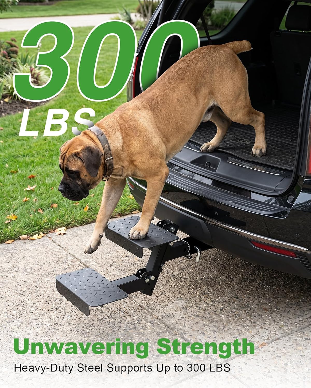 Hitch Step 2 Inch Receiver for SUV Truck RV, Heavy Duty 2 Step Dog Stairs with Adjustable Height, Foldable Dog Stairs & Dog Car Steps, Universal Trailer Hitch Step & Tow Hitch Step