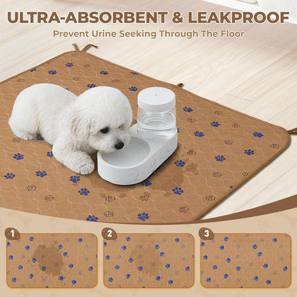 Fostanfly Washable Pee Pads for Dogs, 2 Pack Large 36"x41" Ultra-Absorbent and Leak-Proof Non-Slip Reusable Potty Training Pads for Dogs, Cats, Puppy, Potty Training of Add 8 Lanyards