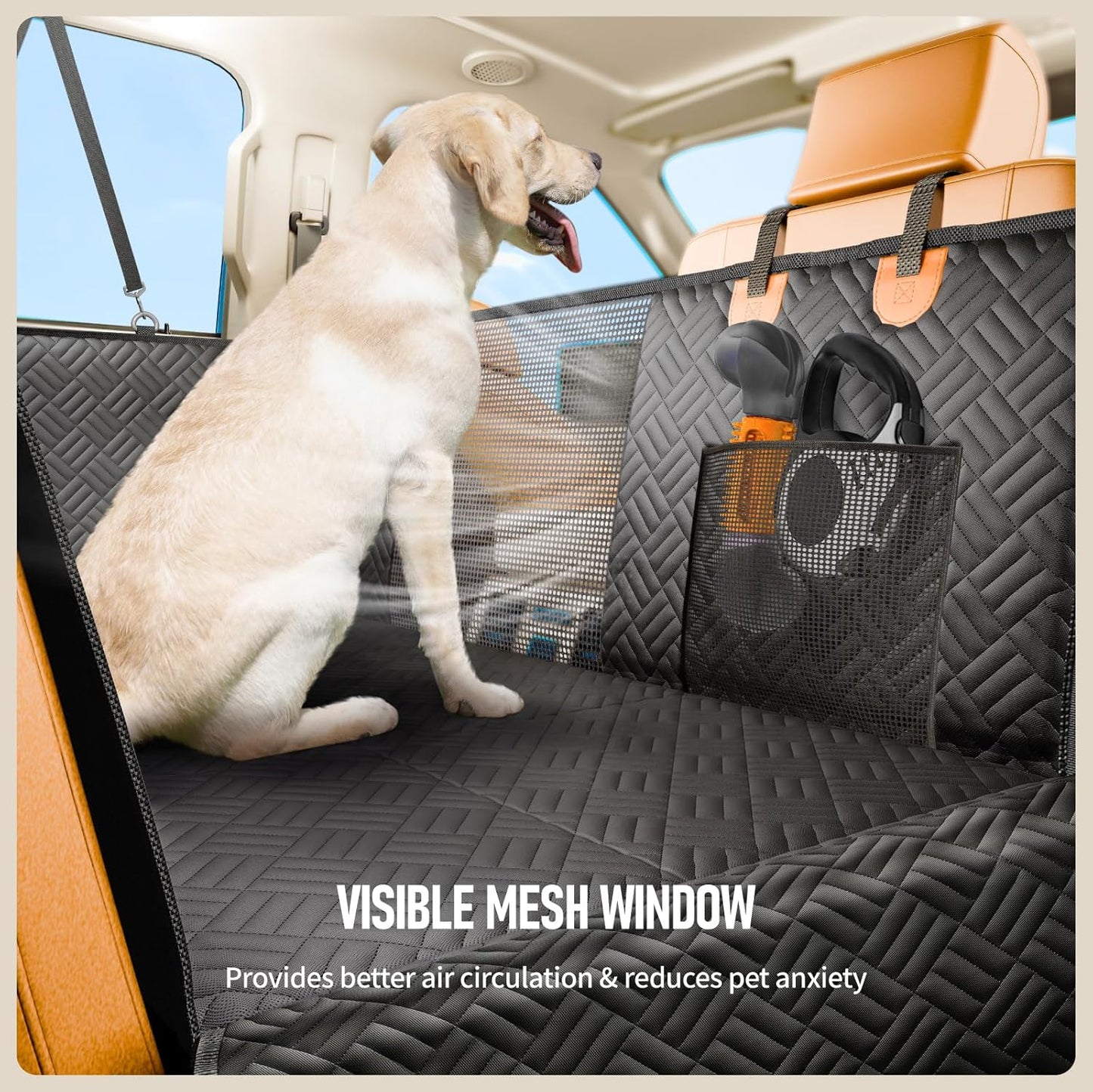 PROZAR Dog Car Seat Cover for Back Seat, Hard Bottom Back Seat Extender for Dog, Back Seat Pet Cover for Dogs - Supports 400lbs, Waterproof Heavy Duty Scratch Dog Hammock for Car SUV and Small Truck