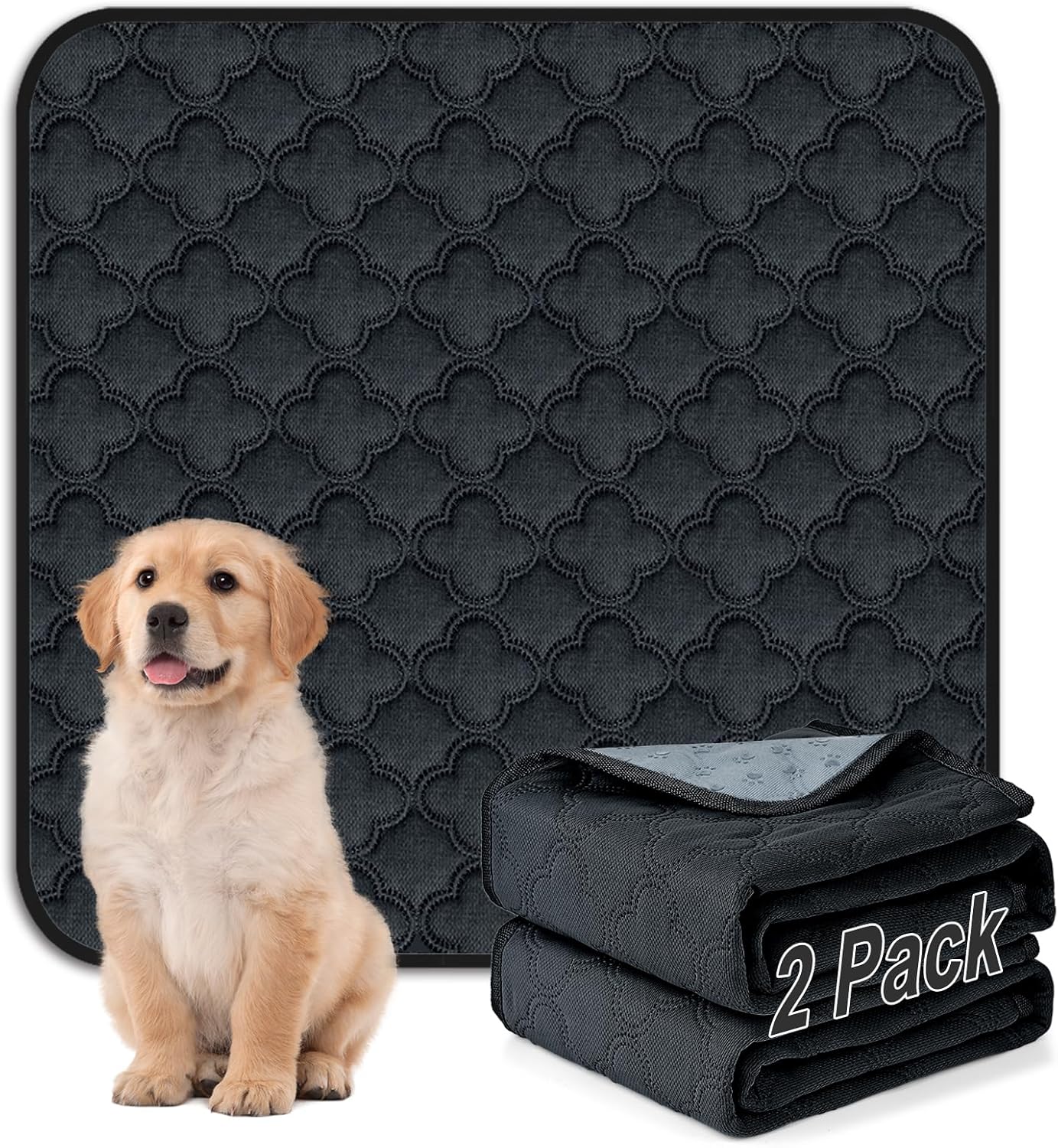 FunFurry Washable Pee Pads for Dogs - 4 Pack Reusable Pee Pads，Waterproof Puppy Pads，Pet Training Pads，Super Absorbent with Dog Paw Shape Non-Slip Backing (Cream, 18" X 24" - 4 Pack)