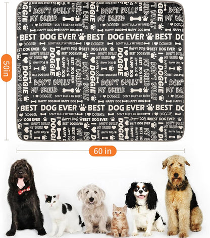 Waterproof Dog Blankets Pet Blanket 50"x60", Soft Fluffy Sofa Car Bed Protector, Reversible Sherpa Fleece Dog Blanket for Large Dogs (Dark Grey-Paws)