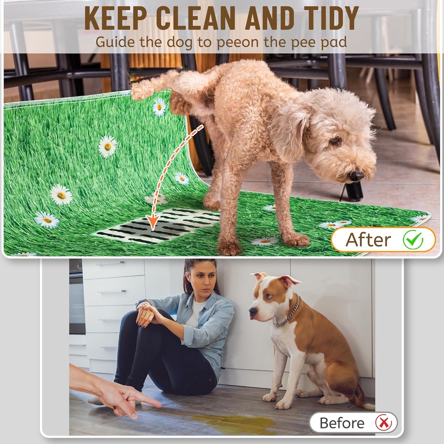 Aitmexcn Washable Puppy Dog Pee Pad, 2PCS 100% Waterproof Whelping Training Mat for Puppy/Senior Dog, Fast Drying Reusable Puppy Pads for Indoor, Outdoor and Car Travel- 24'' x 36''