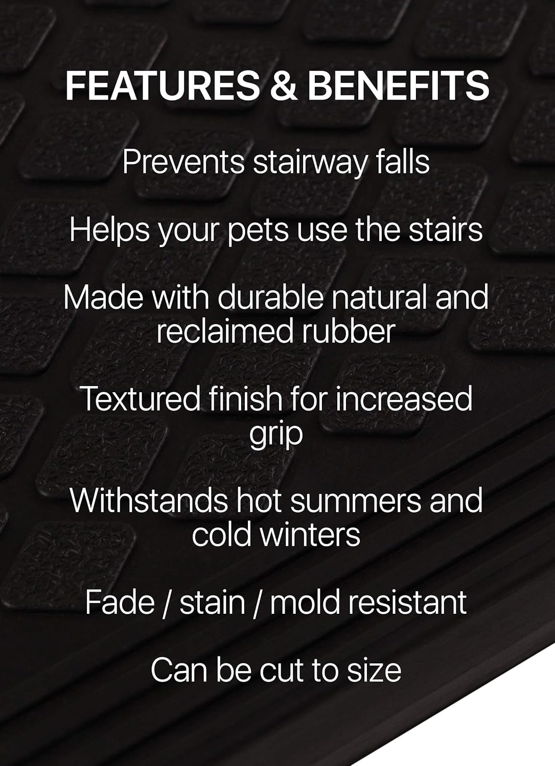 FINEHOUS Rubber Stair Treads Non-Slip Outdoor 48”x10” (4-Pack) – Anti-Slip Step Mat with Nosing