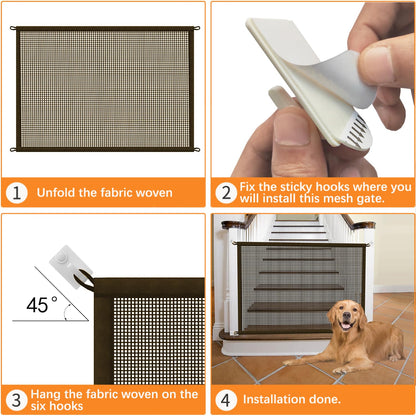 Cupount Baby Gate for Stairs - Dog Gate Indoor Mesh Pet Gates for Doorways (Black, 30" H x 41" W)