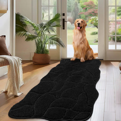 BSICPRO Large Dog Door Mat for Mud Paws, 22x47 Absorbent Dirt Trapper Long Door Mat, Non-Slip Washable Mud Mat for Dogs, Microfiber Soft Pet Rug Mat for Entryway, Dog Paws, Patio (Gray)