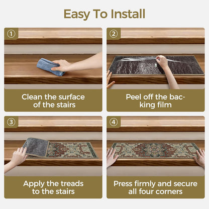 sarben Non Slip Stair Treads for Wooden Steps 15PCS - 8"x30" Indoor Safety Carpet, Edging Mats with TPE Adhesive Backing, Pet and Elderly Friendly Stair Rugs (Taupe) - Colors B