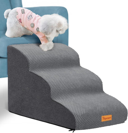 Topmart High Density Extended Foam Dog Ramp&Steps 2 Tiers,11.8" High,Non-Slip Dog Stairs,Soft Foam Pet Ladder with Removable Cover,Best for Injured,Older Cats,Pets with Joint Pain