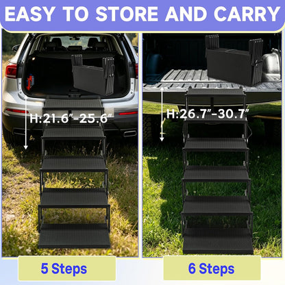 Dog Steps for Car and Truck,25.6" H Foldable Dog Stairs for Large Dogs, Lightweight Pet Stairs Supports Up to 350 lbs, 5 Steps