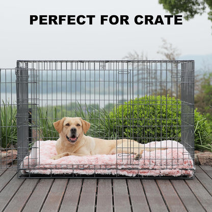 Bedfolks Waterproof Dog Crate Bed, Plush With Removable Washable Cover, Faux Fur Crate Pad for Medium Dogs, Fluffy Kennel 29"x21", Dark Grey