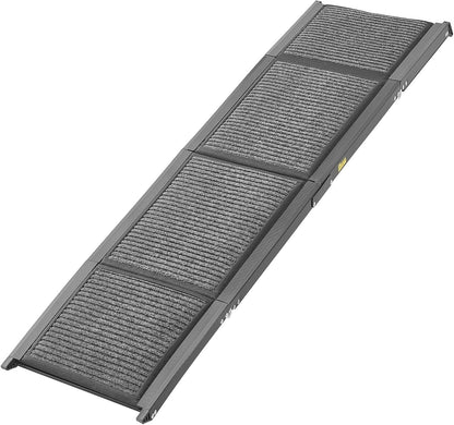 VEVOR Dog Ramp for Cars, 63" L x 17" W, Folding Pet Ramps for Medium & Large Dogs up to 250lbs, Pet Stair Ramp with Non-Slip Felt Rug Surface, Portable Outdoor Dog Car Ramps for SUV & Truck