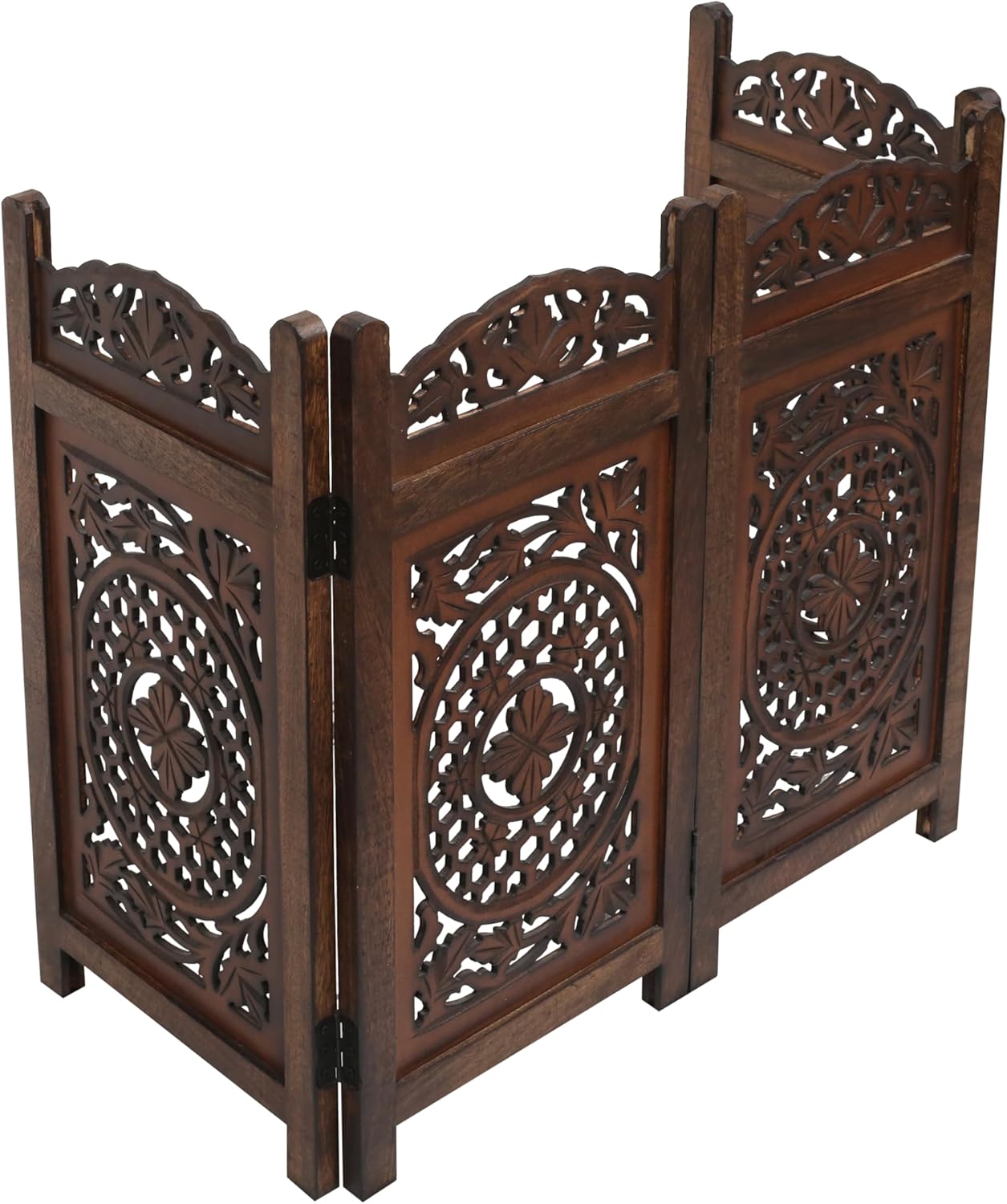 Freestanding Pet Gate for Dogs, Foldable Wooden Dog Gate for House, Indoor Dog Gate for Stair, Doorway, House Design Gates for Dogs Indoor, 72 Inch Wide, (18" x4 Panels 72 inch), Burnt Finish