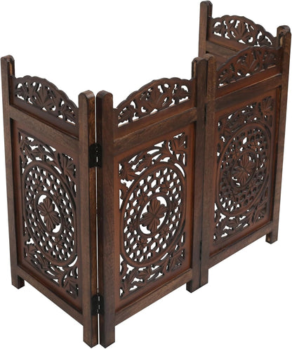 Freestanding Pet Gate for Dogs, Foldable Wooden Dog Gate for House, Indoor Dog Gate for Stair, Doorway, House Design Gates for Dogs Indoor, 72 Inch Wide, (18" x4 Panels 72 inch), Burnt Finish