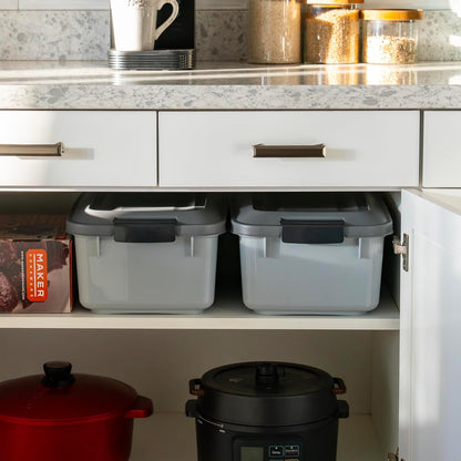 IRIS USA Dog Food Storage Container, 2 Pack, Up to 30 lbs Each, Airtight Seal for Freshness, Wheels for Rolling, Easy One Hand Opening, Made in USA, BPA Free, Clear/Black