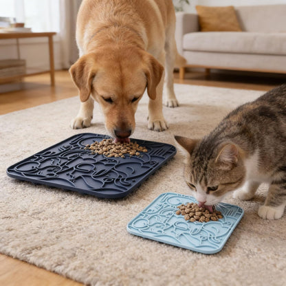 VI-FA Lick Mat for Dogs & Cats, Slow Feeder Licking Pad with Suction Cups for Anxiety Relief, Puppy & Kitten Mat for Bath Time, Grooming & Training (2 Pack, Yellow+Green)