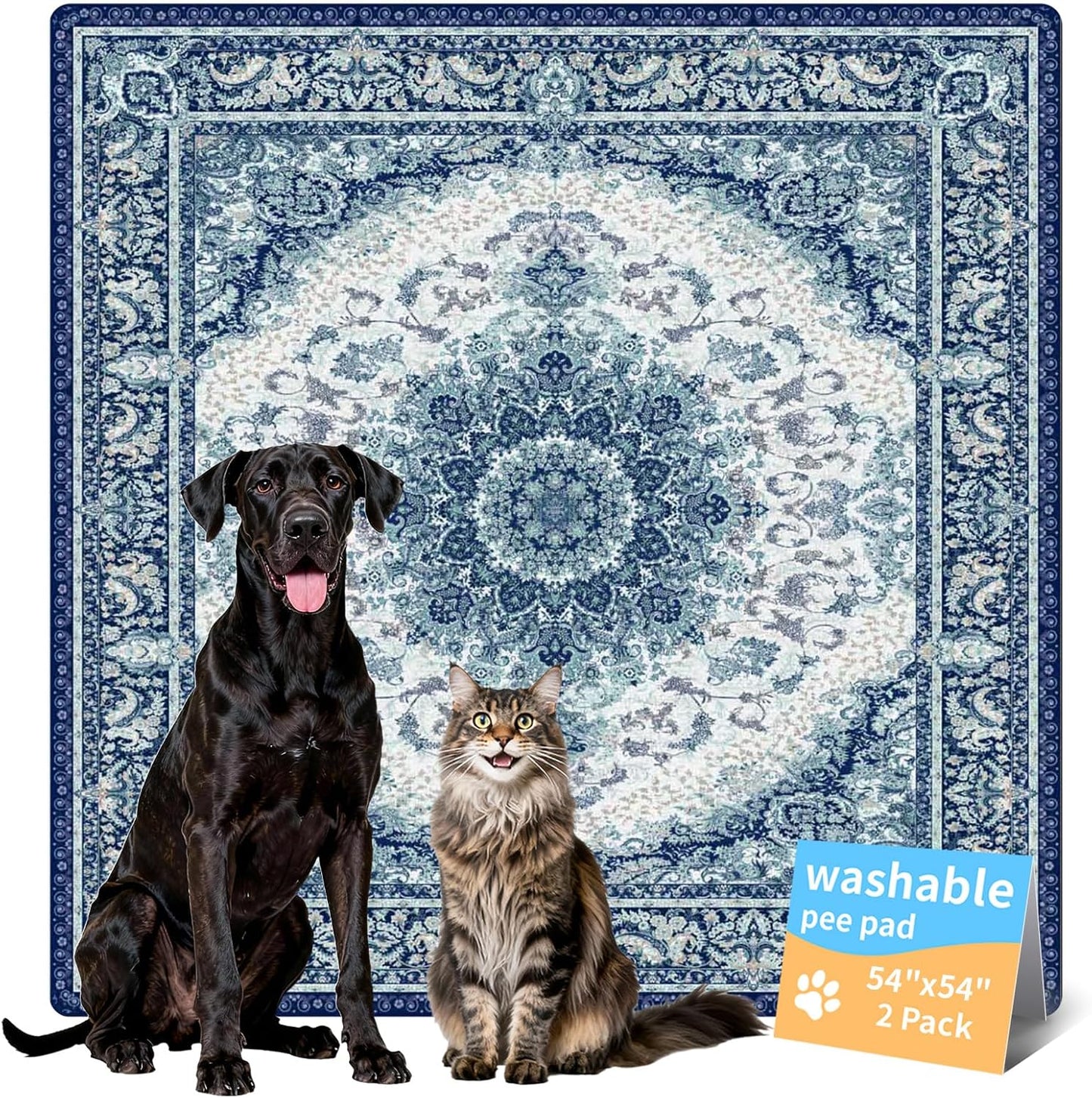 Washable Pee Pads for Dogs, Reusable Puppy Potty Training Pads, Ultra-Absorbent Thick Waterproof Leak-Proof Non-Slip Pads & Mat for Crate, Playpen, Floor, Whelping & Housebreaking , 2 Pack 18"x24"