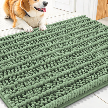 Smiry Dog Door Mat for Muddy Paws 30x20, Extra Soft Absorbent Chenille Doormat, Trap Moisture and Dirt, Non-Slip Machine Washable Front Door Mat for Indoor Entrance Inside Floor, Grey