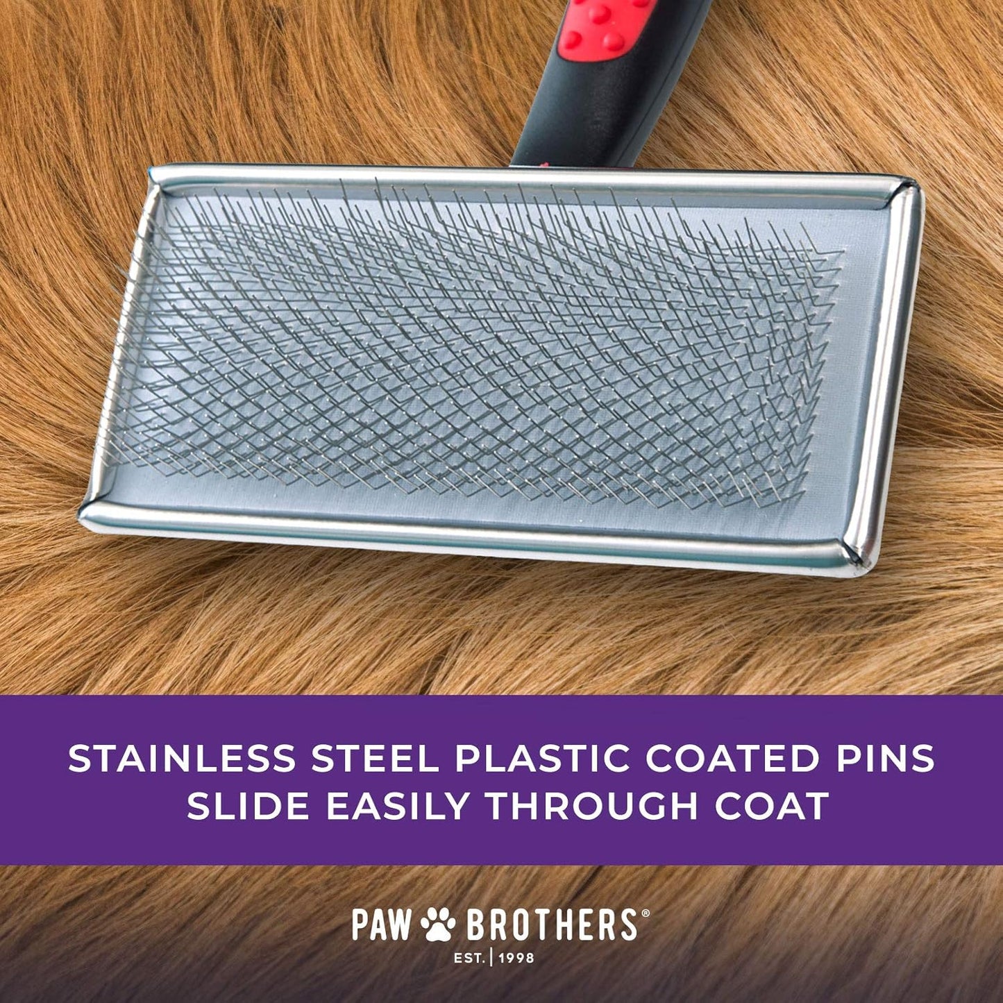 Ryan's Pet Supplies Paw Brothers Flat Slicker Brush for Dogs, Dog Brush for Long Haired Dogs, Professional Grade, Coated Tips, Gentle on Skin, Maximum Coverage, Extra Large