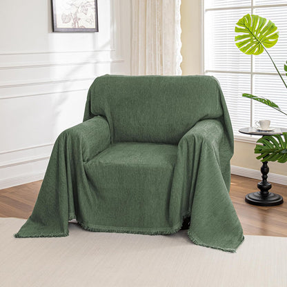MYSKY HOME Couch Cover for Dogs, Washable Couch Covers, Non Slip Sofa Cover, Couch Cover 2 Cushion Sofa Dogs Furniture Protector with Tassels, Chenille Sofa Slipcover for Pets, 71"x118", Dark Grey